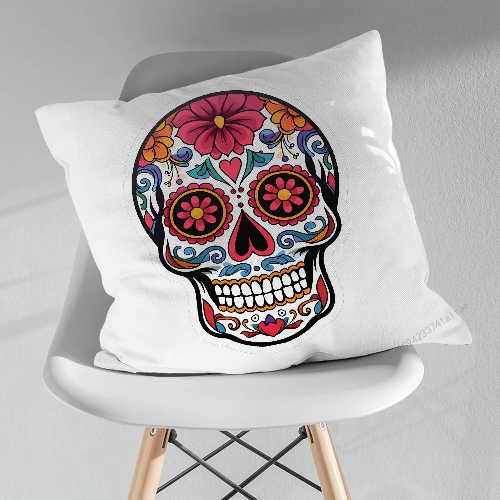 Day of the Dead Sugar Skulls Throw Pillow Case Living Room Sofa Cushion Cover For Home Bedroom Decoration Protector