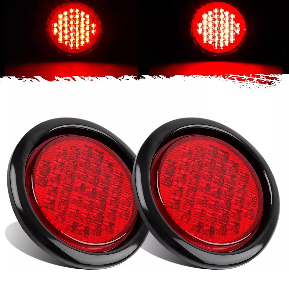 1/2PCS 12V 24V 16 LED 4" Round Rear Tail Lights Turn Signal Brake Stop Reverse Lamp Car Truck Trailer Lorry Red Yellow WhiteTurn Signal 2
