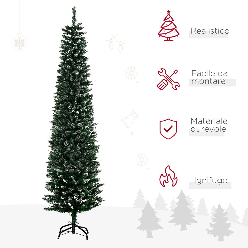 Slim Snow-Covered Artificial Christmas Tree, 190cm Tall, 570 Branches, Green