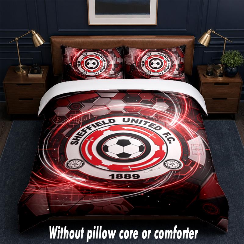 Футбольный дизайн Sheffield United Комплект постельного белья 1 пододеяльник + 2 наволочки Мягкое дышащее домашнее постельное белье