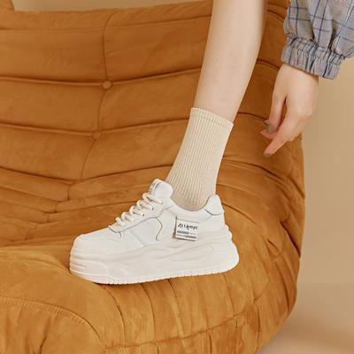 Белые туфли с толстой подошвой Повседневная обувь Бордовые туфли