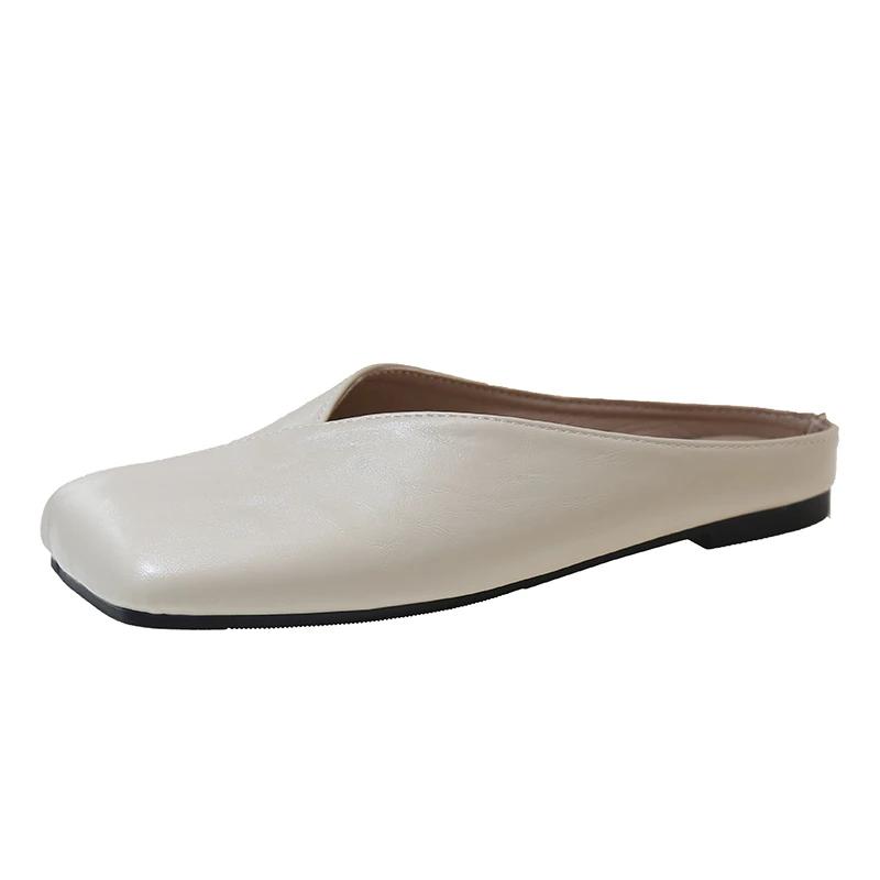 Модные слипоны для женщин с квадратным носком, большой размер 42, плоская женская обувь, легкие весенние повседневные уличные гладкие новые мюли