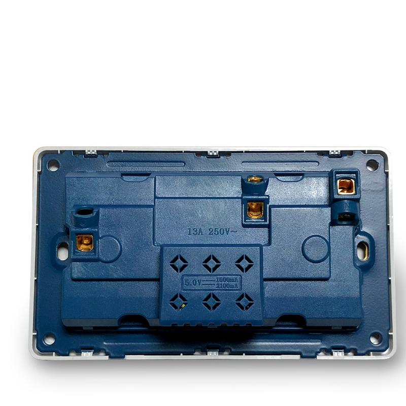 Стандартная USB-розетка ЕС, серая встроенная панель, 2,1 А, двойной USB-порт, переменный ток 110-250 В, британская настенная розетка, универсальная розетка с 5 отверстиями