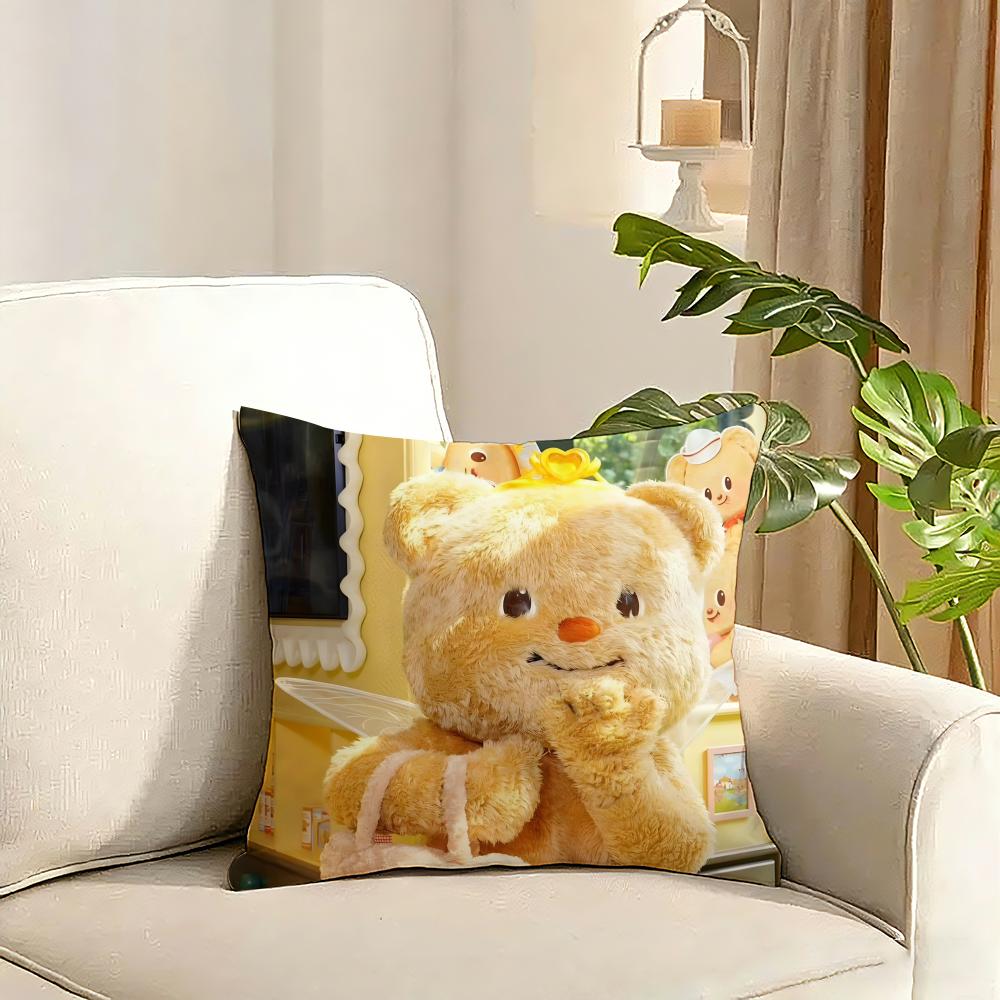 Butterbear Cushion Cover Reversible Plush Pillow Cover Soft Fluffy Home Decor for Sofa Bedroom