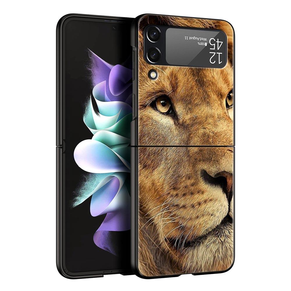Чехол для телефона Z Flip 4 для Samsung Galaxy Z Flip 3 5G ZFlip3 Flip3 zflip Flip4 черный жесткий чехол для ПК тигр лев леопардовый чехол