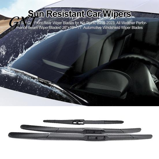 Auto Window Cleaning Accessories 3Pcs/Set Car Front Rear Wiper Blades for Kia Stonic 2016-2023, All Windshield Weather Performance Beam Blades,