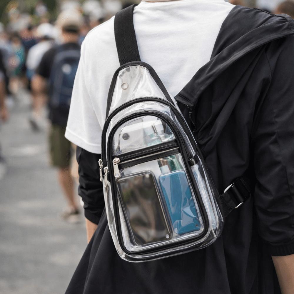 Waterproof PVC Sports Chest Bag Large Capacity Adjustable Transparent Crossbody Bag Lightweight Design Transparent Material