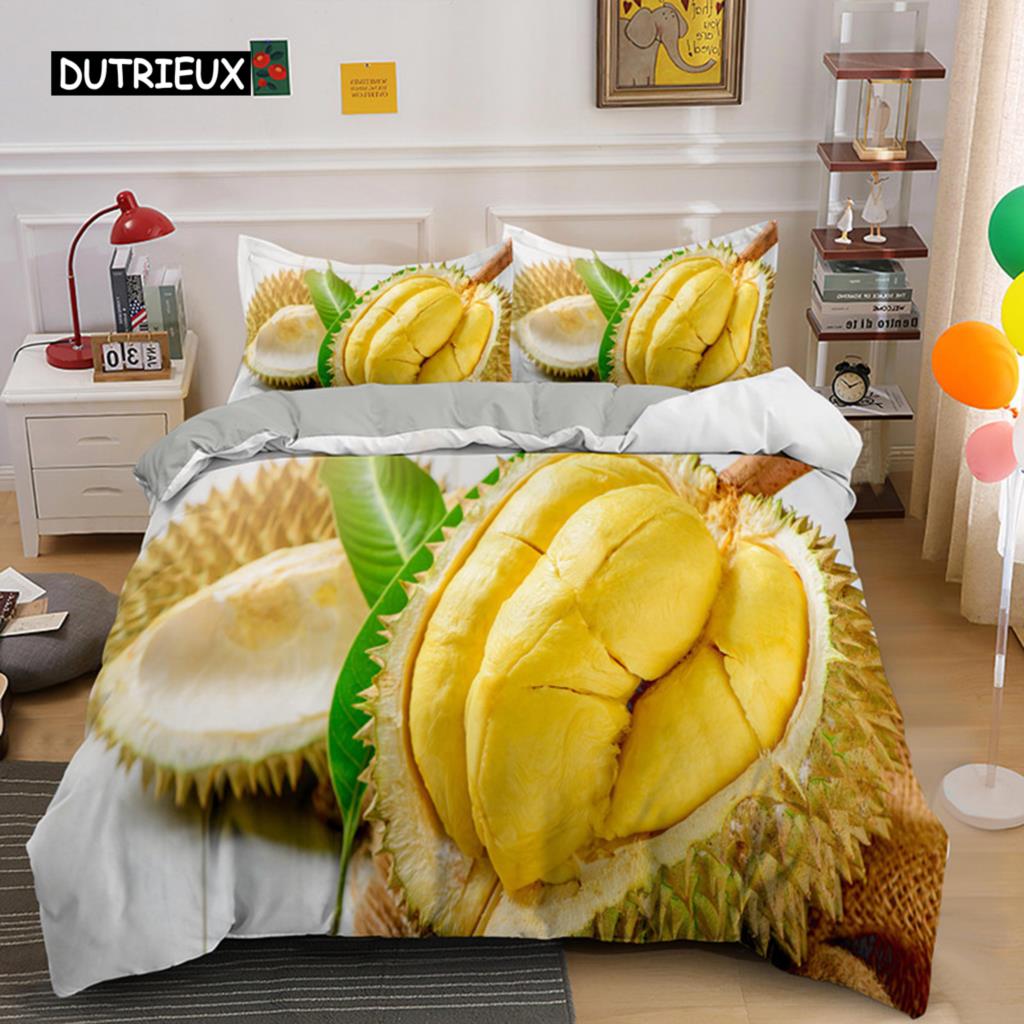 Тропические фрукты дуриан пододеяльник микрофибра комплект постельного белья 3D принт пододеяльник с наволочками король для подростков взрослый спальня декор
