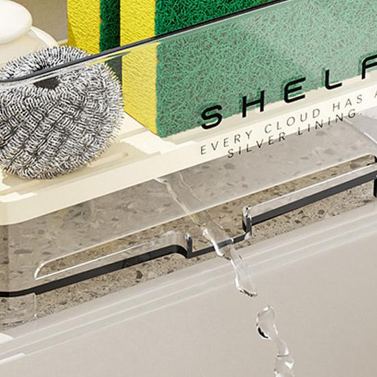 Подставка для раковины с поддоном для автоматического слива, держатель для губки для кухонной раковины, съемный органайзер для раковины для столешницы