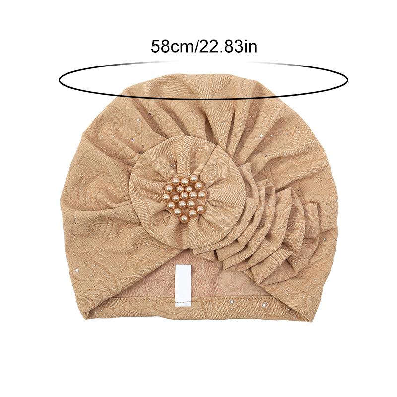 1 шт. однотонная мусульманская бандана, кепка, этнические аксессуары для волос, солнцезащитная тюрбанная шляпа, цветок, бисер, винтажный хиджаб