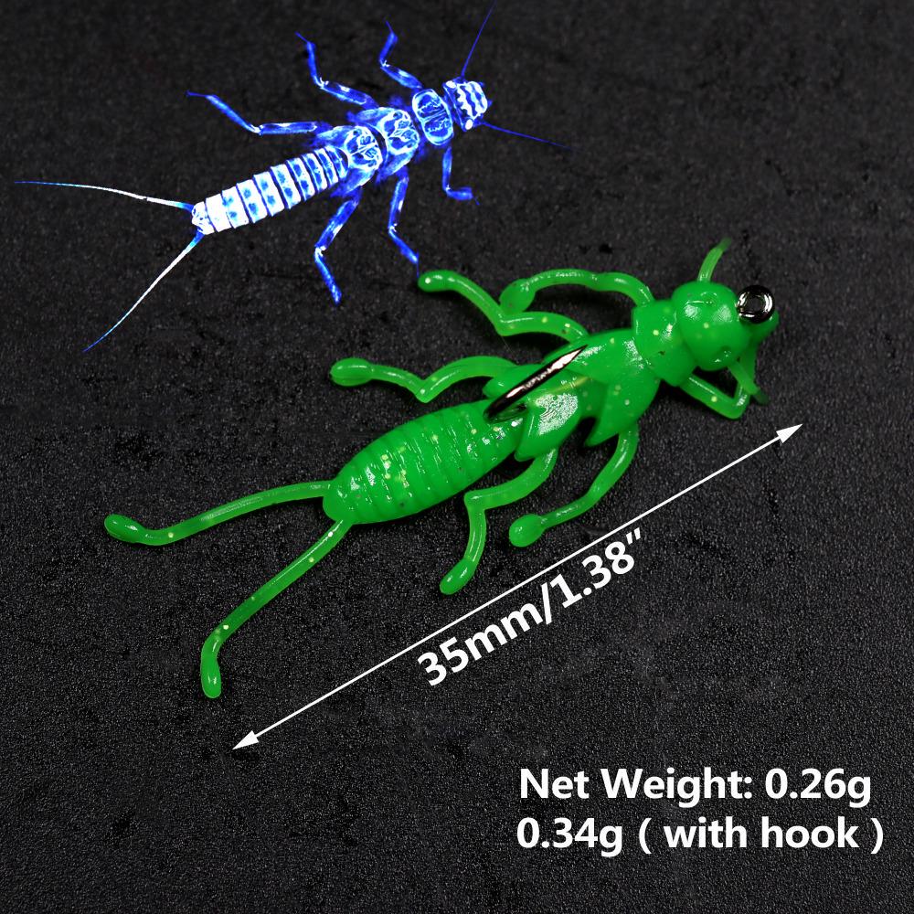 Bimoo 100 шт., мягкая приманка для ловли форели, маленькая приманка для ловли насекомых с крючком, сковорода для рыбалки