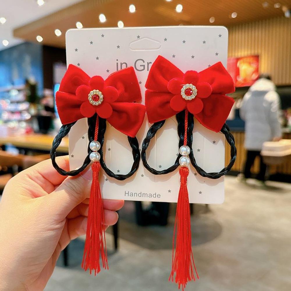 Банты с кисточками Новогодний бант Заколки для волос В древнем стиле Головные уборы для девочек для ханьфу Аксессуары для волос