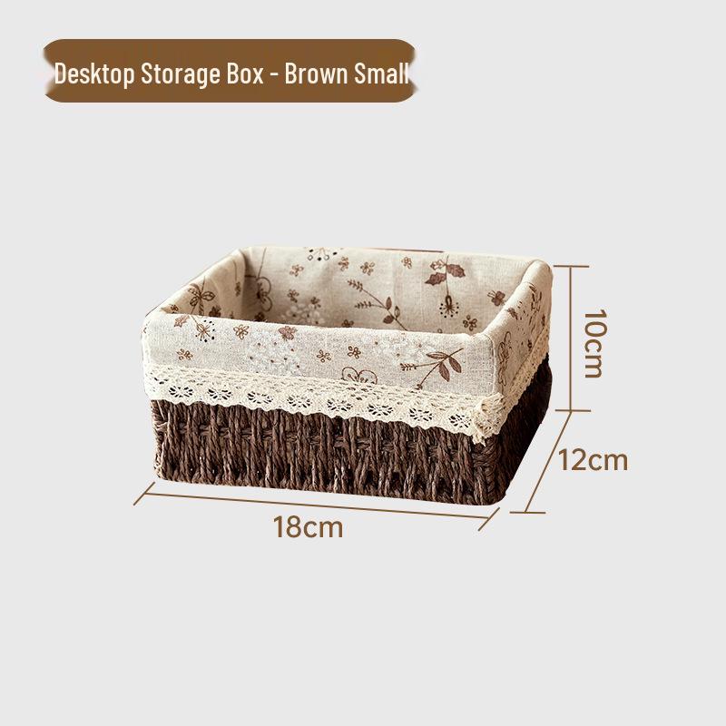 Desktop Storage Basket for Keys, Snacks, Sundries, & Cosmetics - Imitation Rattan Coffee Table Organizer