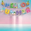 Баннер на тему фестиваля Hello Summer, бумажный, летняя спираль, подвесной флаг, декор для вечеринки по случаю дня рождения