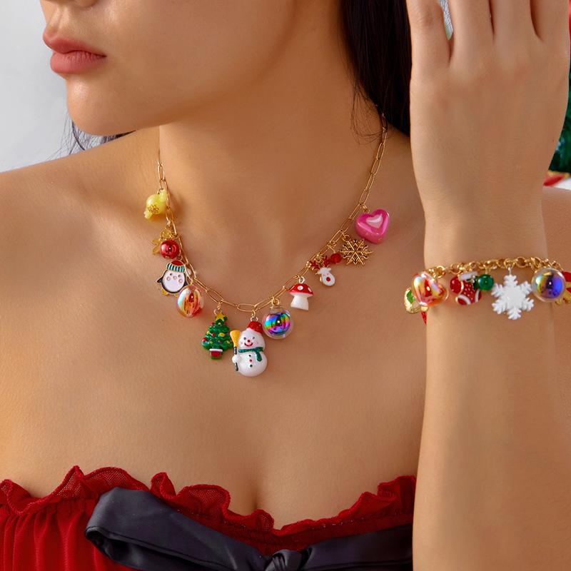 Christmas Tree Bells Pendant Bracelet For Women Trendy Elks Snowflakes Gifts Cane Star Zircon Chain Festival Party Jewelry Gift