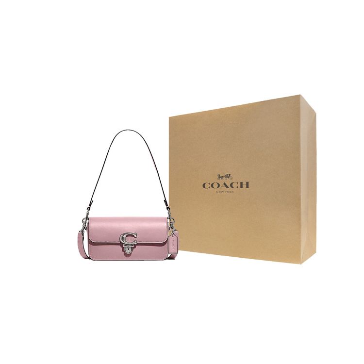 Coach Studio 20 Solid Color Letter Logo Push Button Flap Closure Leather Baguette Bag Women handbags Purple CE331-LHU8U