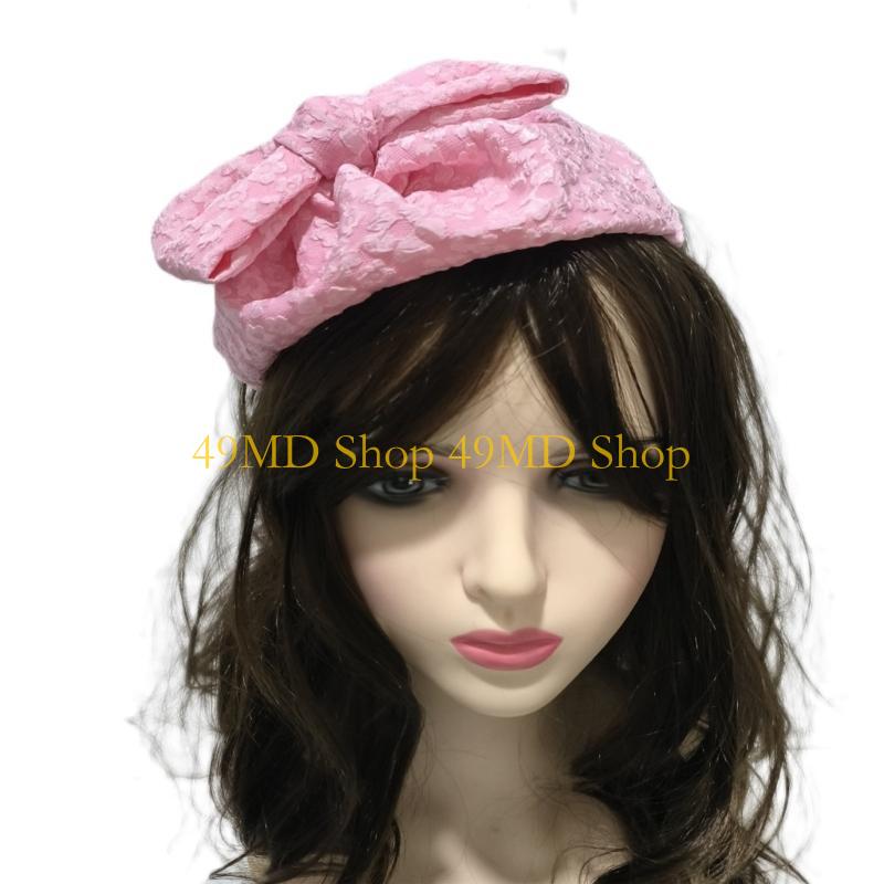 49MD Роскошная повязка на голову с бантом и модный fascinator (шляпка-заколка) для женщин и девочек