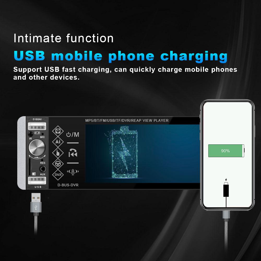 Podofo Универсальный 5,1-дюймовый автомобильный радиоприемник с одним Din, MP5-плеер, авторадио, голосовой помощник, сенсорный экран, Bluetooth, FM, AUX, USB, SD, автомобильный видеорегистратор, видеоплеер