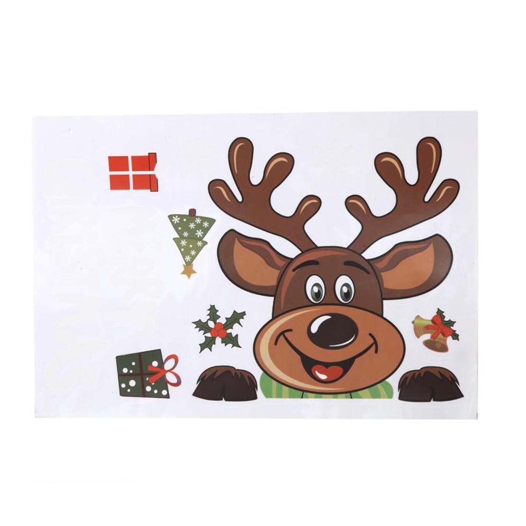 Милые мультяшные наклейки на окна с Санта-Клаусом, лосем и снежинками, статические наклейки, украшения для рождественской вечеринки