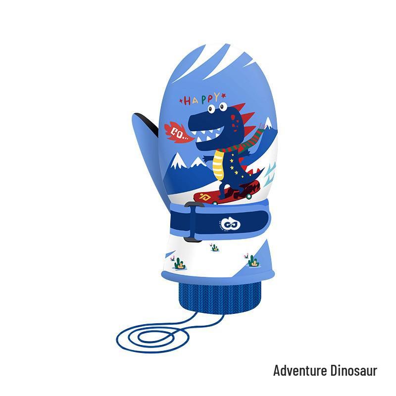 Kids' Waterproof Ski Gloves - Fleece Lined, Thickened Cotton for Winter Play