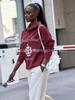 Trendy American Retro Design Lapel Zipper Hoodie for Women