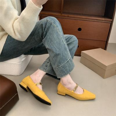 Ретро туфли Мэри Джейн с маленьким квадратным носком, низким каблуком, розовые, темпераментные, с неглубоким вырезом, одинарные, женские, новые, для юбки