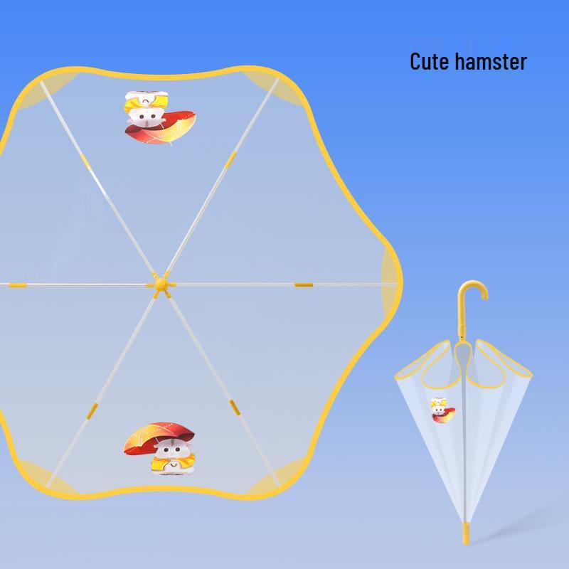 Детский безопасный прозрачный зонт с мультяшным рисунком: Автоматический, Дизайн с круглыми углами для мальчиков и девочек детского сада