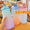 Bottle 2 Liters Gourd with Straw Outdoor Sports Drinking Bottles Time Marker Large Capacity Outdoor Cup Fitness Water Bottle