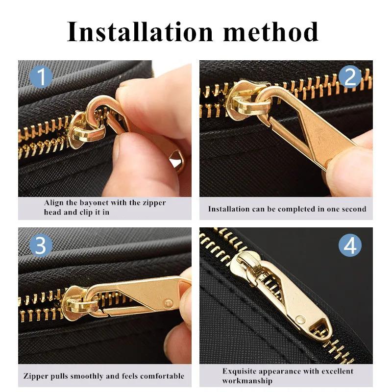 10pcs Zipper Sliders Cord Pack Universal Zipper Pull Repair Kit – Replaceable Metal Sliders & Strings for Clothing, Bags