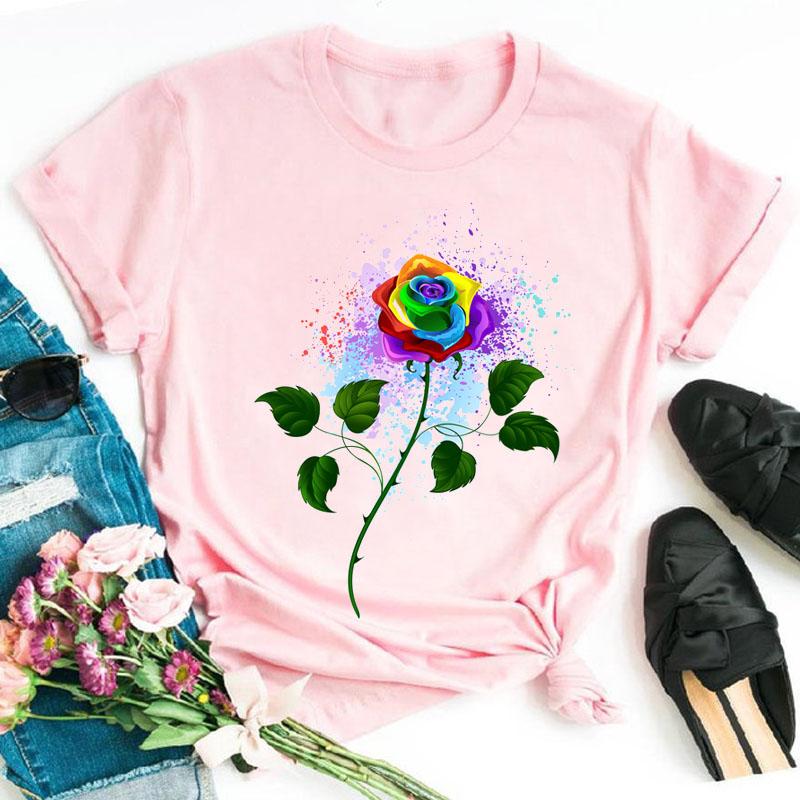 Футболка с принтом радужной бабочки, женская черная футболка 90-х годов, женская милая футболка с рисунком, женские летние футболки с круглым вырезом, топы