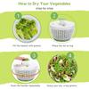 LMETJMA QuickPush Salad Spinner Large 6.3QT Vegetable Washer Dryer Strainer Drainer with Drain Salad Bowl and Colander JT400
