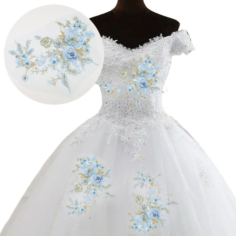 1 шт. кружевная ткань отделка сетчатый воротник для свадебного платья костюмы кружевные цветы нашивка DIY аксессуары 33X26CM