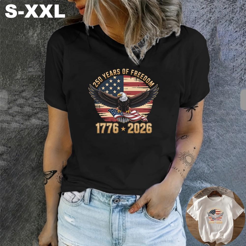250 Years Of Freedom T Shirt Bald Eagle American Flag 1776-2026 4th of July Tee