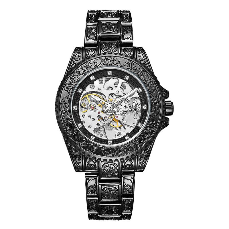 GUCAMEL новый стиль мужские модные полые ретро резные механические часы