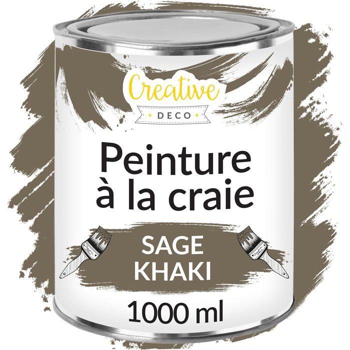 Creative Deco Peinture à la Craie Kaki 1L Mat et Lavable pour Meuble Bois