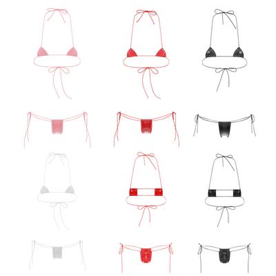 Женский купальник из 2 предметов, нижнее белье, мини-бикини с эффектом мокрого белья, сексуальный бюстгальтер из лакированной кожи с завязками на шее и низкой талией, стринги