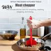 Heat Resistant Kitchen Tool Silicone Quad Meat Chopper with 4 Blade, Non-stick Long Handle Smasher, Ground Beef Tool, Essentials Easy Clean
