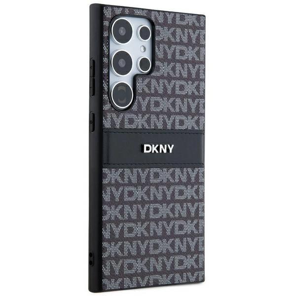 Dkny Кожаный чехол с монохромной полосой и металлическим логотипом для Samsung Galaxy S24 Ultra - черный