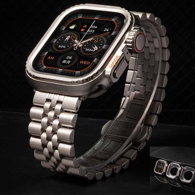 Роскошный титановый ремешок для Apple Watch Ultra 49 мм Серии 10 46 мм Титановый оранжевый ремешок+чехол для Apple10 9 8 7 6 5 SE Watch 45/44 мм