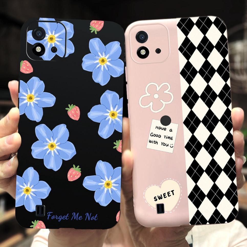 Для чехла Realme C11 2021 RMX3231 Корпус Ракушка Корова Леопардовый принт Блок цветов Корпус Сумка На RealmeC11 C 11 2021 Fundas Coques Мягкий