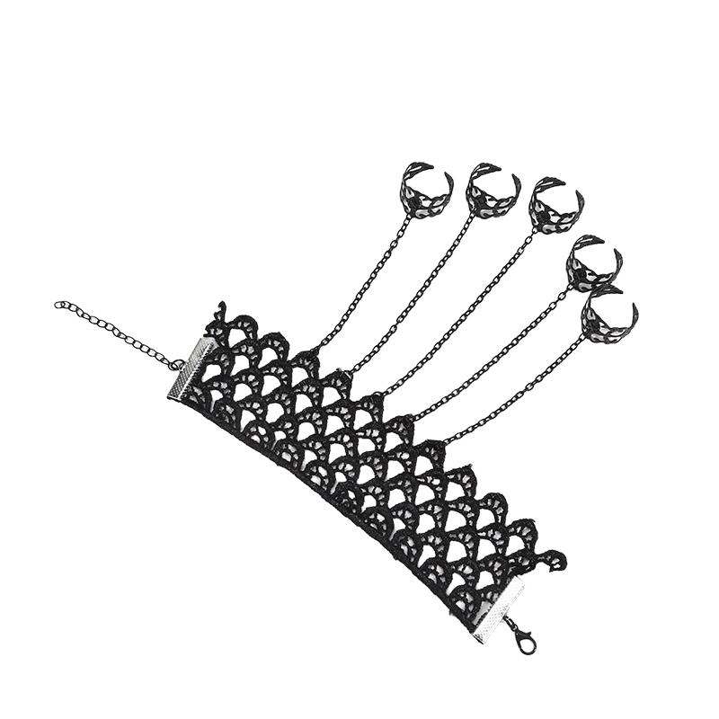 Готический стиль Преувеличенная индивидуальность Цепочка на один палец Женская Ретро Полая Кисточка Цепочка на ноготь и тыльную сторону кисти