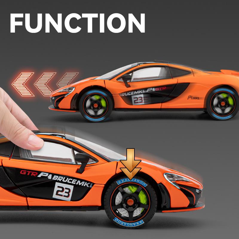 1/24 Суперкар McLaren P1 GTR Сплав Литой Модель Автомобиля Звук и Свет Инерционный Детский Игрушечный Автомобиль Коллекция Классических Украшений