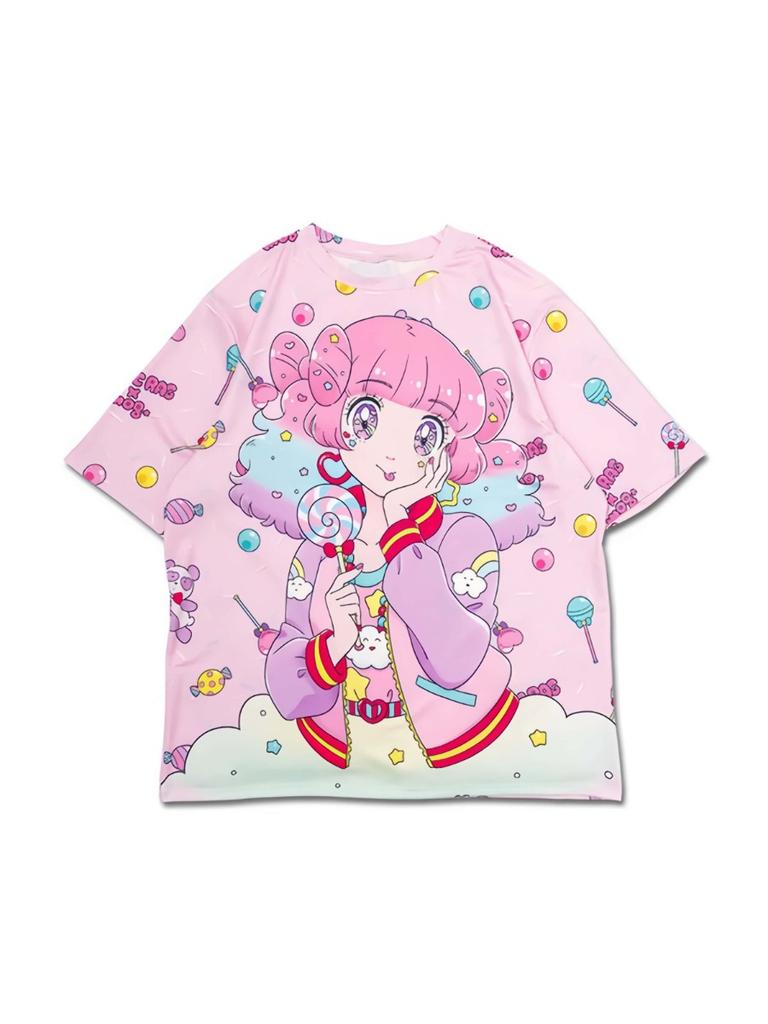 Милая и очаровательная девушка с клубникой Футболка с 3D-принтом Уличный стиль Стиль Харадзюку Живая Мечтательная