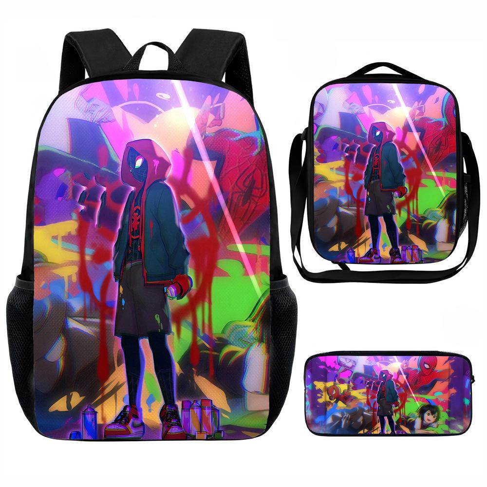 Spider-Man School Bag Lunch Bag Pencil Bag Elementary School Backpack Cartoon Peripheral Backpack Children's Bag Three-piece Set