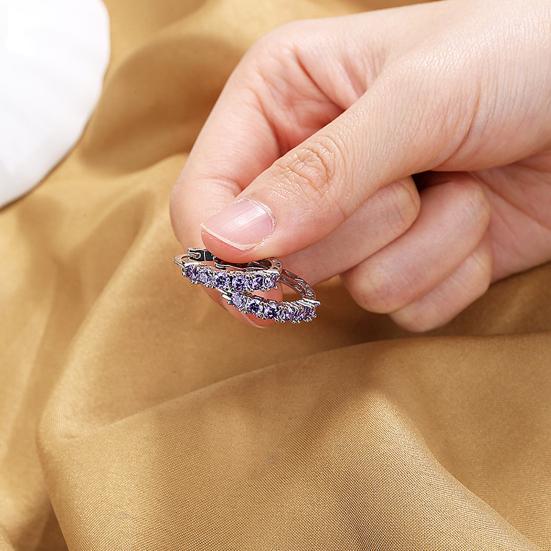 Yousheng 1 пара женских сережек-обручей с синим кубическим цирконием, маленькие серьги-кольца для выпускного вечера, серьги-клипсы, медные круглые серьги