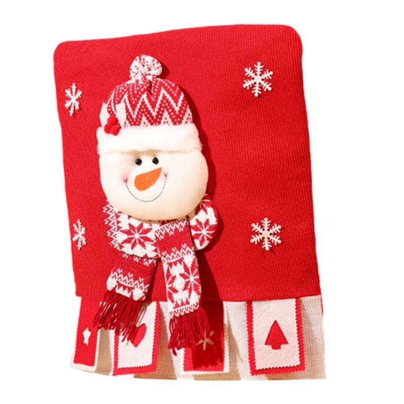 Праздничный чехол на спинку стула Чехлы на стулья с узором Санты, снеговика, лося для рождественского украшения Чехлы на стулья 1 шт. Дропшиппинг