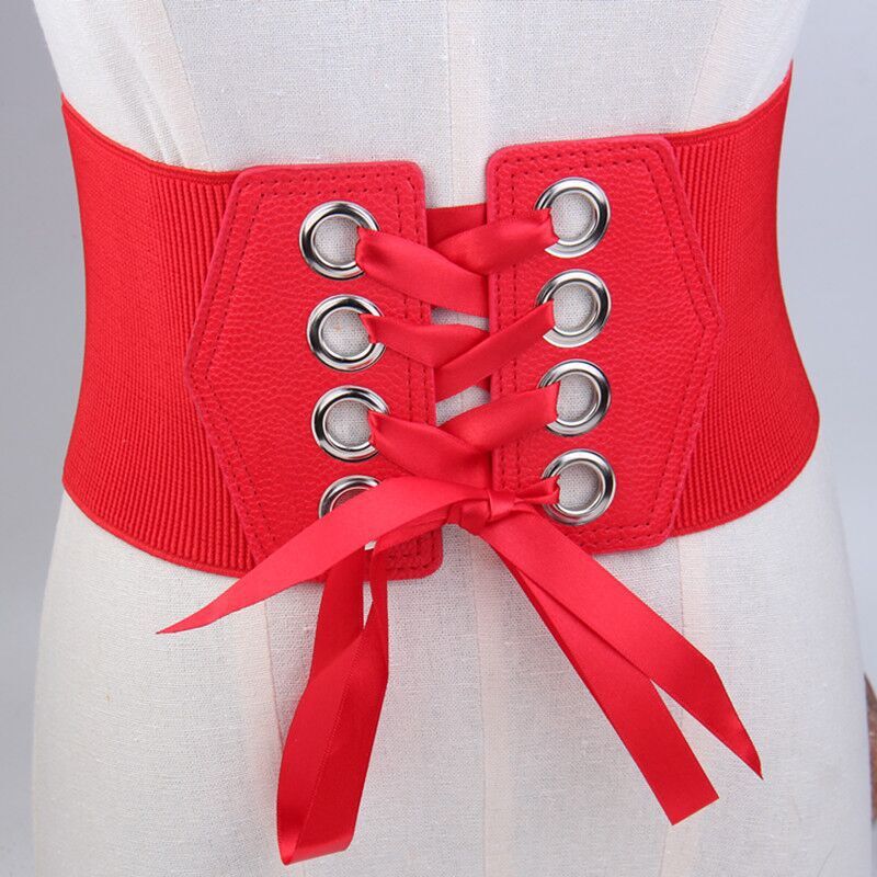 Red Seal, Belt, Elastic Elastic Waist Seal, Wide Lady Decoration Sweet Elastic Waist Girdle, Sewing Line Waist Seal