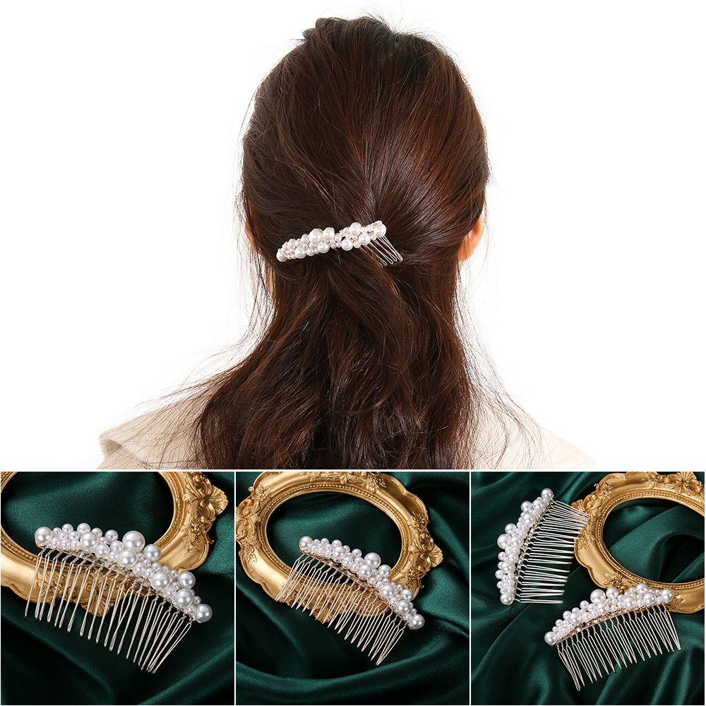 1 PC Women Handmade Hair Ornaments Haircomb Hairwear Bride Barrette Bridal Headpiece Pearl Hairpin