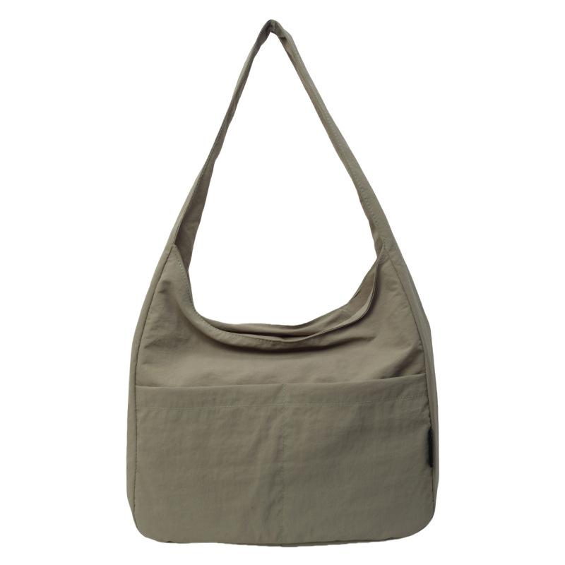 Canvas Bag Women'S Japanese Harajuku Solid Color Versatile Large-Capacity Shoulder Bag Student Class Commuter Bag Tote Bag