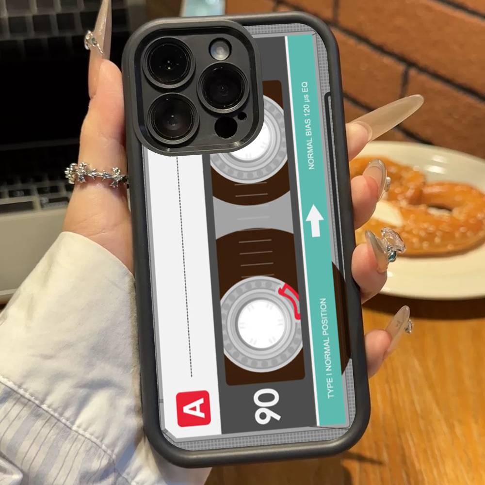 Винтажная Кассетная Лента Ретро Чехол для Телефона для iPhone 17 16 15 14 13 12 11 Pro Plus Max Мягкий ТПУ Защита Объектива Лестницей Мягкий Чехол
